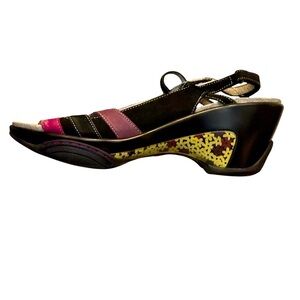 Adventure On J-41 Leather Monaco Sandals Straps Multicolor Open Wedge 8.5